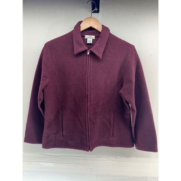 Vintage Brooks Brothers 346 Jacket Womens Maroon Boiled Wool Full Zip Pockets M - Picture 1 of 4